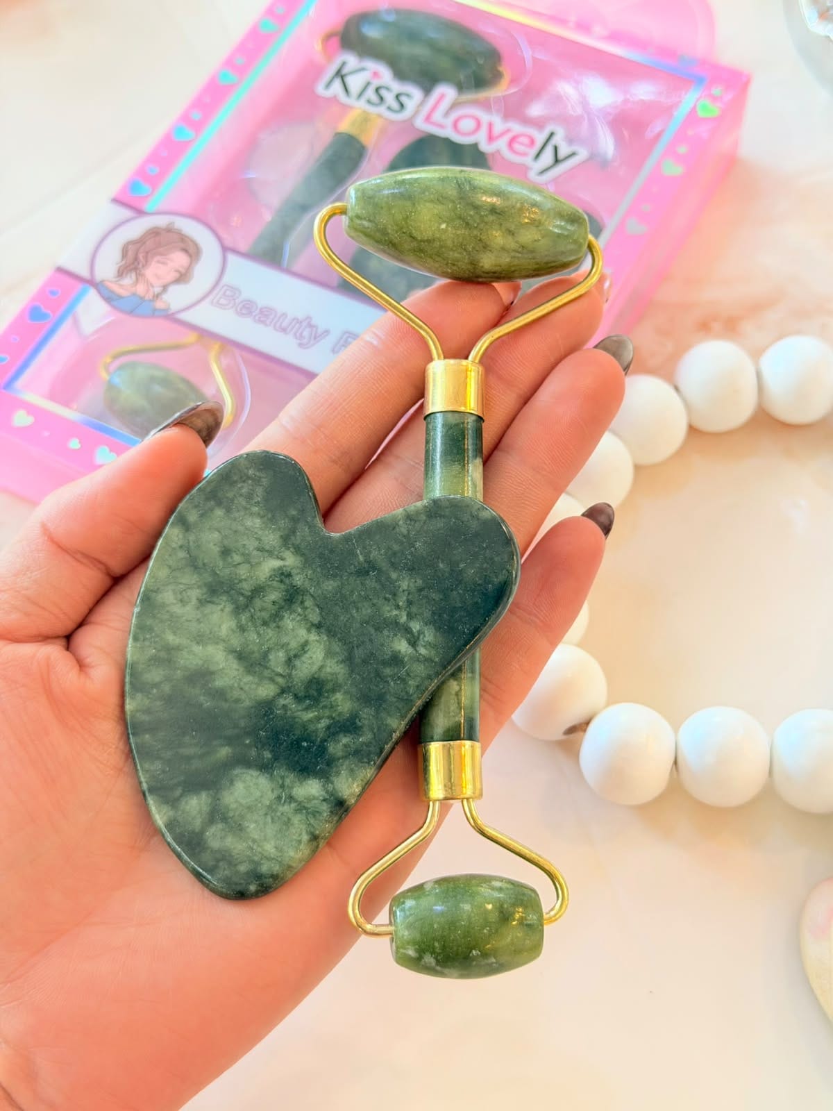 Set de rodillo + guasha de cuarzo 💚💚💚